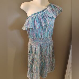 Lilly Pulitzer Size Small Jessy Multicolor Clam Jam Dress Ruffle One Shoulder